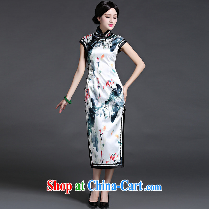 China classic improved, stylish sleeveless long cheongsam dress daily video thin style arts spring and summer, M suit, China Classic (HUAZUJINGDIAN), online shopping