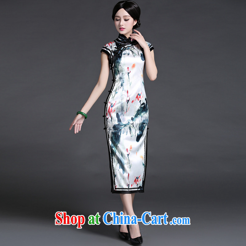 China classic improved, stylish sleeveless long cheongsam dress daily video thin style arts spring and summer, M suit, China Classic (HUAZUJINGDIAN), online shopping