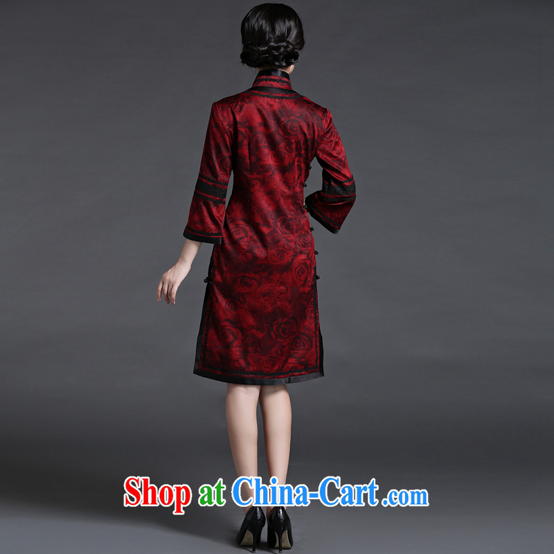China classic 2015 new spring and summer long-sleeved stylish silk incense cloud yarn, improved daily cheongsam dress-suit XXL, China Classic (HUAZUJINGDIAN), and shopping on the Internet