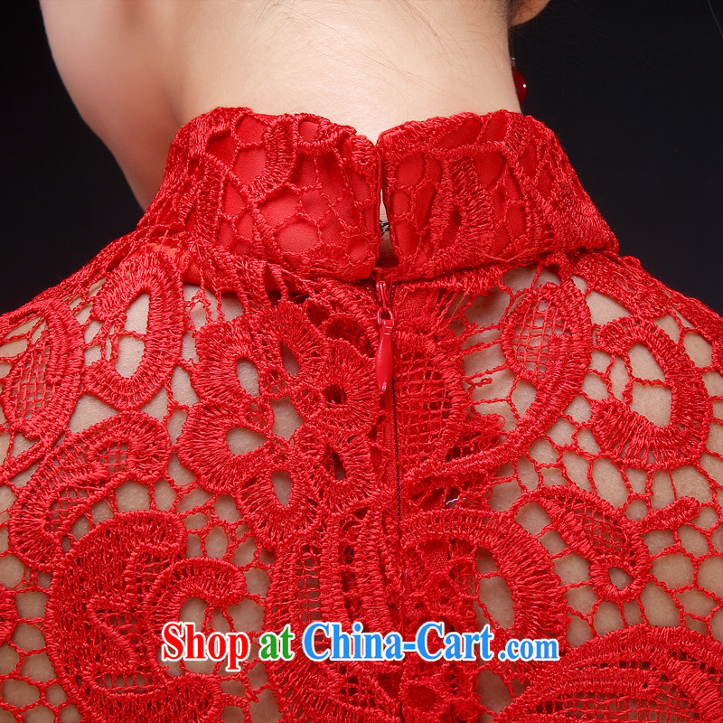 Jie MIA red lace long crowsfoot antique Chinese bridal dresses wedding dress toast service spring evening dress girls dresses red XXXL, Jake Mia, and shopping on the Internet