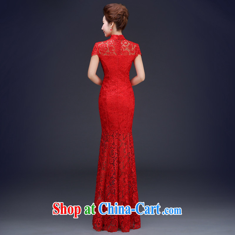 Jie MIA red lace long crowsfoot antique Chinese bridal dresses wedding dress toast service spring evening dress girls dresses red XXXL, Jake Mia, and shopping on the Internet