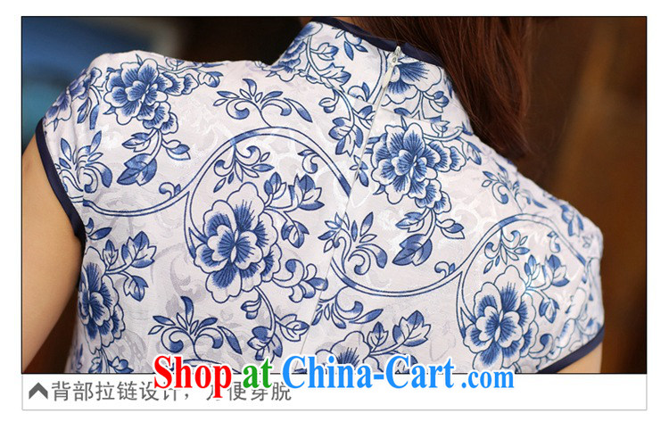 Blue and white porcelain cheongsam dress spring 2015 new, improved stylish daily short cheongsam dress beauty package and summer girls 988 white blue XL pictures, price, brand platters! Elections are good character, the national distribution, so why buy now enjoy more preferential! Health
