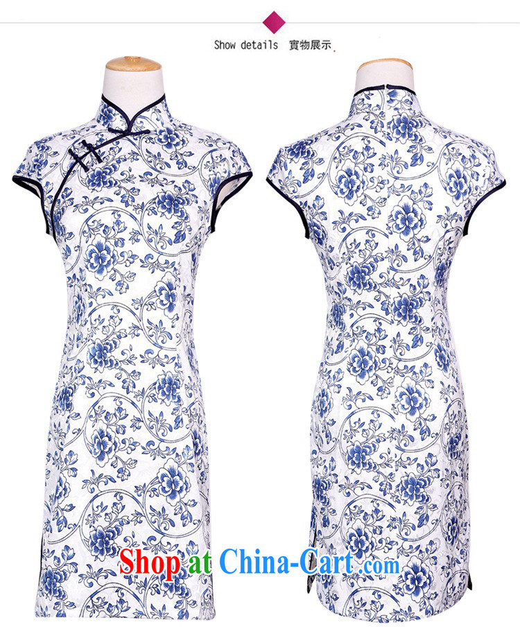 Blue and white porcelain cheongsam dress spring 2015 new, improved stylish daily short cheongsam dress beauty package and summer girls 988 white blue XL pictures, price, brand platters! Elections are good character, the national distribution, so why buy now enjoy more preferential! Health
