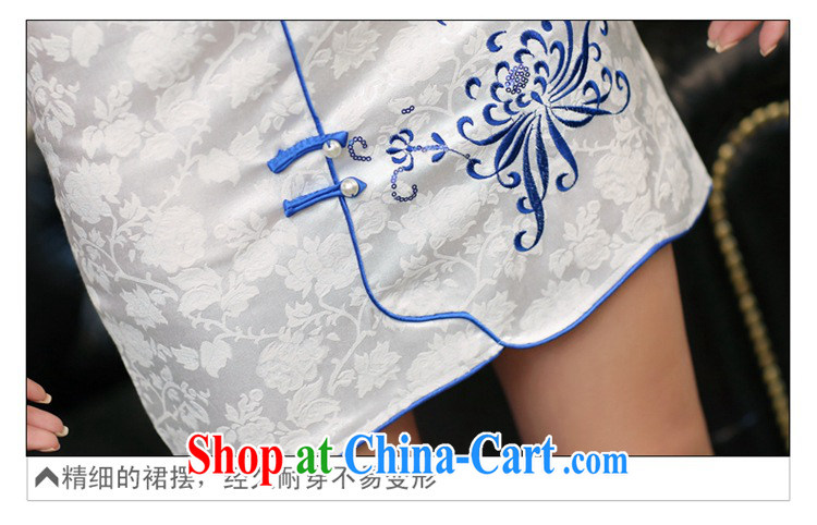 Dresses 2015 new summer white jacquard cotton retro daily improved cheongsam dress style 986 women in tight blue Peony L pictures, price, brand platters! Elections are good character, the national distribution, so why buy now enjoy more preferential! Health