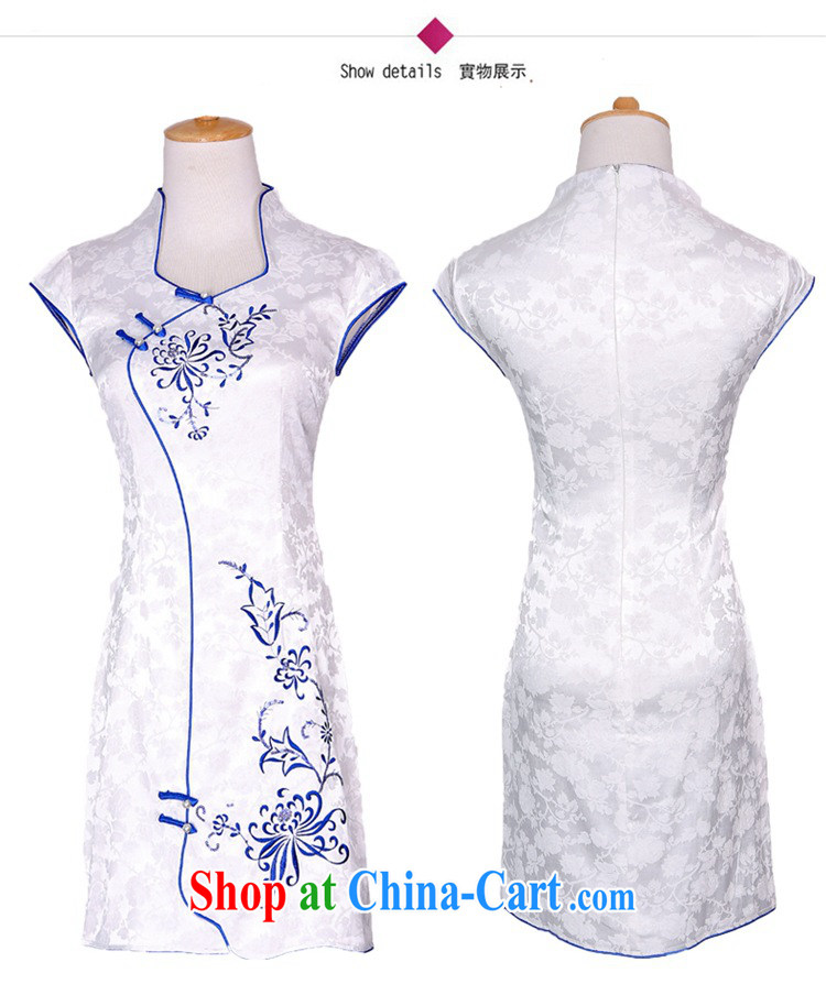 Dresses 2015 new summer white jacquard cotton retro daily improved cheongsam dress style 986 women in tight blue Peony L pictures, price, brand platters! Elections are good character, the national distribution, so why buy now enjoy more preferential! Health