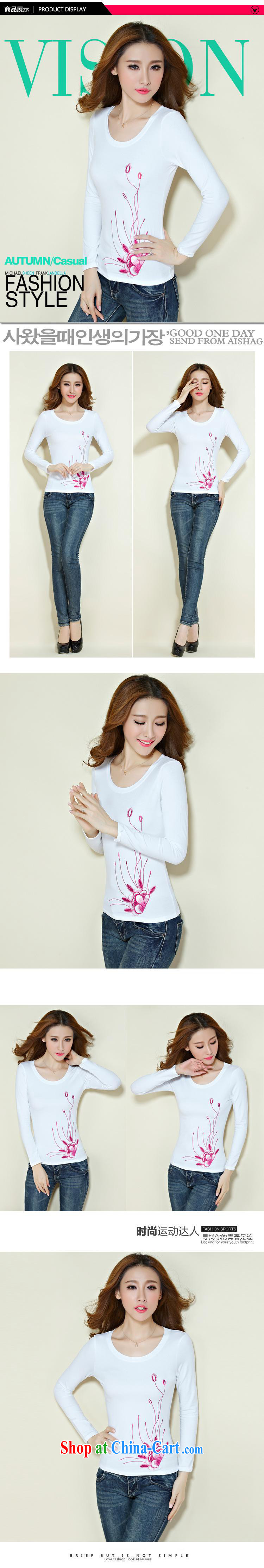 Qin Qing store FOREIGN TRADE 2015 spring new beauty ethnic wind embroidered round neck cotton long-sleeved solid T shirt female white XXXL pictures, price, brand platters! Elections are good character, the national distribution, so why buy now enjoy more preferential! Health