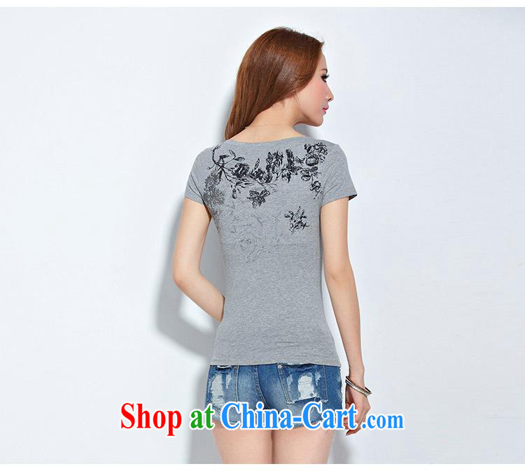Qin Qing store 2015 trade summer new European site female hot stamp duty drill cotton short-sleeved T shirt female black XXXL pictures, price, brand platters! Elections are good character, the national distribution, so why buy now enjoy more preferential! Health