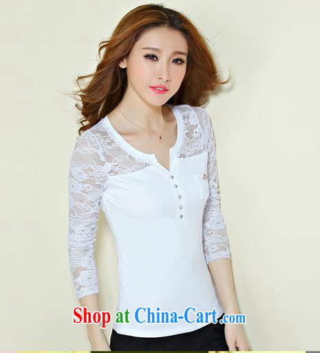 Qin Qing store 2012 foreign trade and the new European site female lace stitching cotton V collar long-sleeved solid T shirt female gray XXXL pictures, price, brand platters! Elections are good character, the national distribution, so why buy now enjoy more preferential! Health