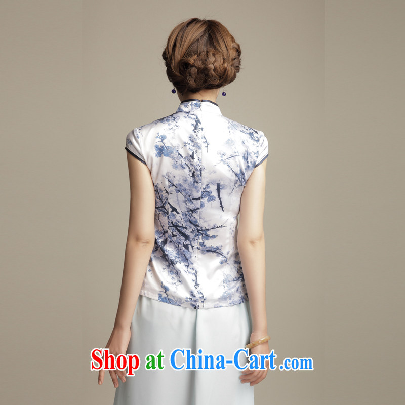 Bong-amphibious Ori-ome 2015 summer New Silk Cheongsam shirt stylish short, elegant beauty with short T-shirt DQ 1550 XXL suit, Bong-amphibious and, shopping on the Internet
