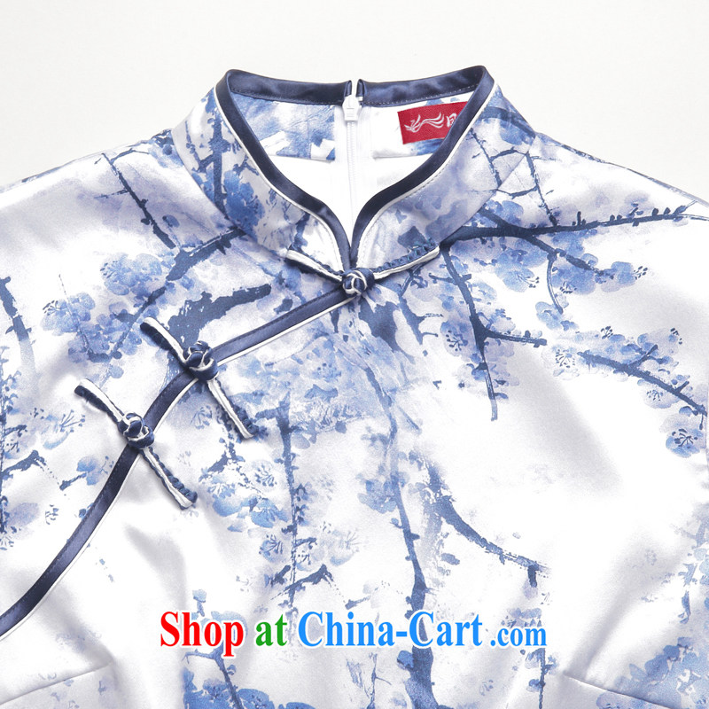 Bong-amphibious Ori-ome 2015 summer New Silk Cheongsam shirt stylish short, elegant beauty with short T-shirt DQ 1550 XXL suit, Bong-amphibious and, shopping on the Internet