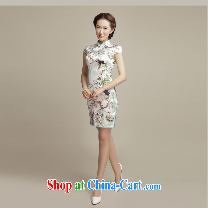 Bong-amphibious Ori-colored figure skating summer 2015 New Silk Cheongsam retro dos santos aura Silk Cheongsam beauty dresses DQ 1553 fancy M pictures, price, brand platters! Elections are good character, the national distribution, so why buy now enjoy more preferential! Health
