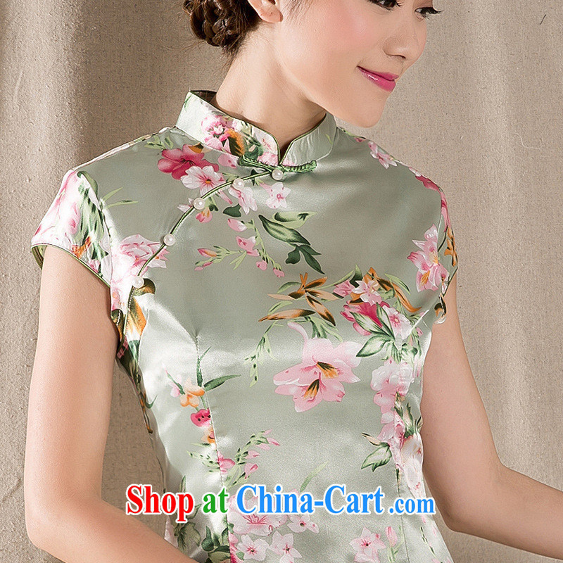 Ya-ting store Z summer 1215 new tray snap stamp arts and cultural Ethnic Wind improved retro cheongsam dress China wind suit XXL, blue rain bow, and shopping on the Internet