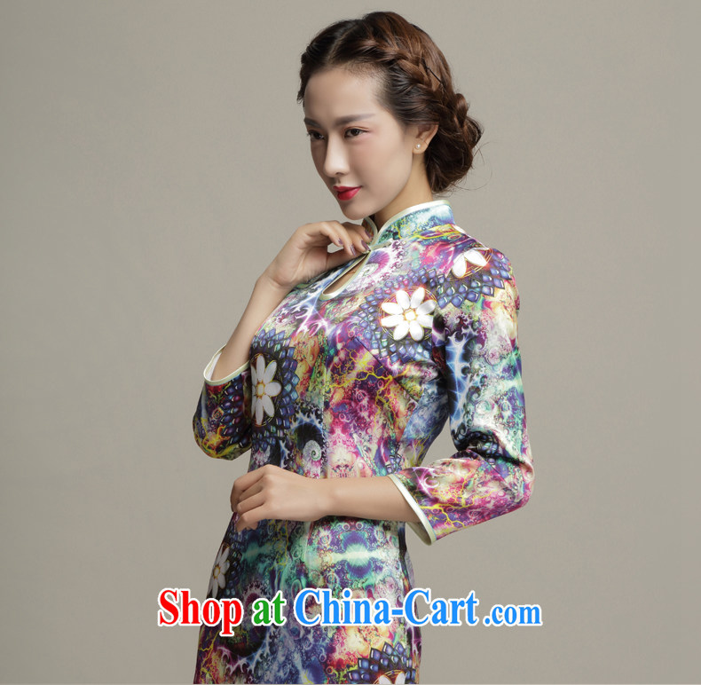 Bong-amphibious Ori-colorful summer 2015 new high quality silk cheongsam dress in stylish cuff beauty aura cheongsam dress skirt DQ 1561 fancy XXXL pictures, price, brand platters! Elections are good character, the national distribution, so why buy now enjoy more preferential! Health