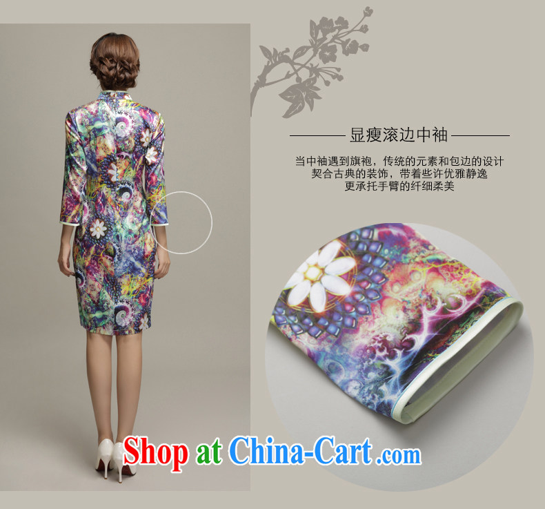 Bong-amphibious Ori-colorful summer 2015 new high quality silk cheongsam dress in stylish cuff beauty aura cheongsam dress skirt DQ 1561 fancy XXXL pictures, price, brand platters! Elections are good character, the national distribution, so why buy now enjoy more preferential! Health