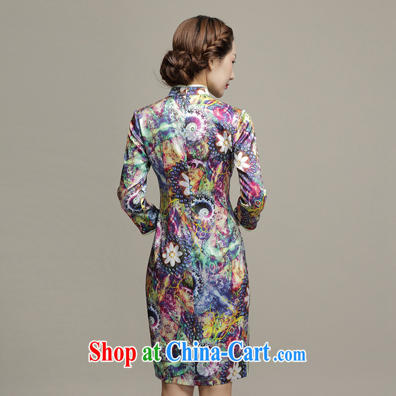 Bong-amphibious Ori-colorful summer 2015 new upscale Silk Cheongsam dress in stylish cuff style beauty cheongsam dress skirt DQ 1561 XXXL suit, Bong-amphibious and, shopping on the Internet