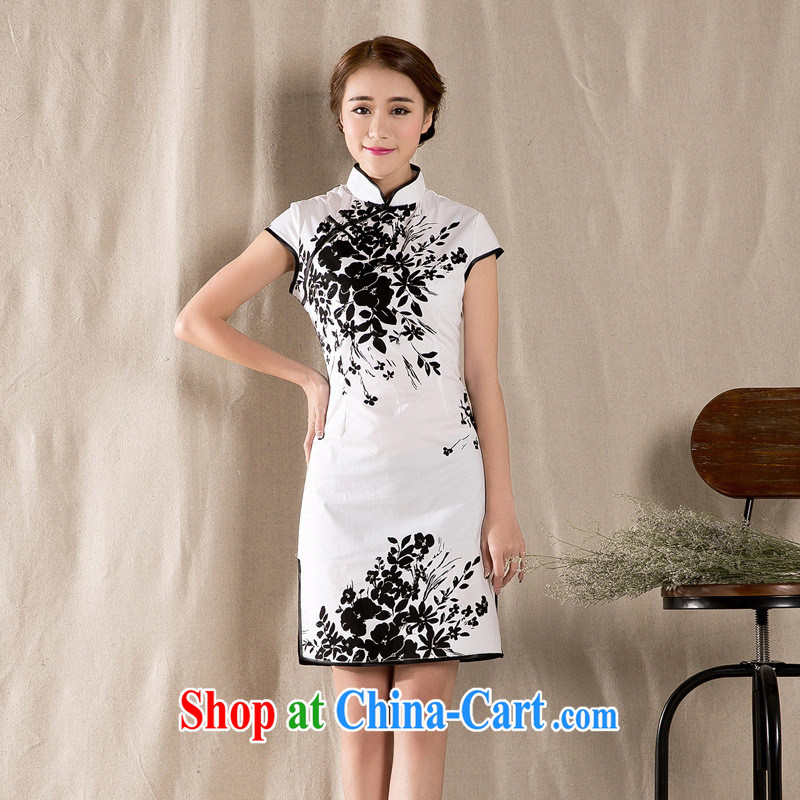 Ya-ting store Z 1225 summer new stylish and refined antique cheongsam dress China wind stamp dresses white XXL, blue rain bow, and, shopping on the Internet
