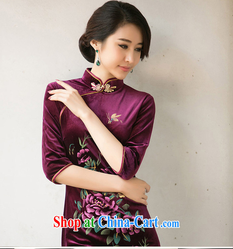 The Yee-Windsor, take new spring loaded 7 cuff Silk Velvet cheongsam dress daily improved retro stamp style cheongsam dress ZA 072 blue S pictures, price, brand platters! Elections are good character, the national distribution, so why buy now enjoy more preferential! Health