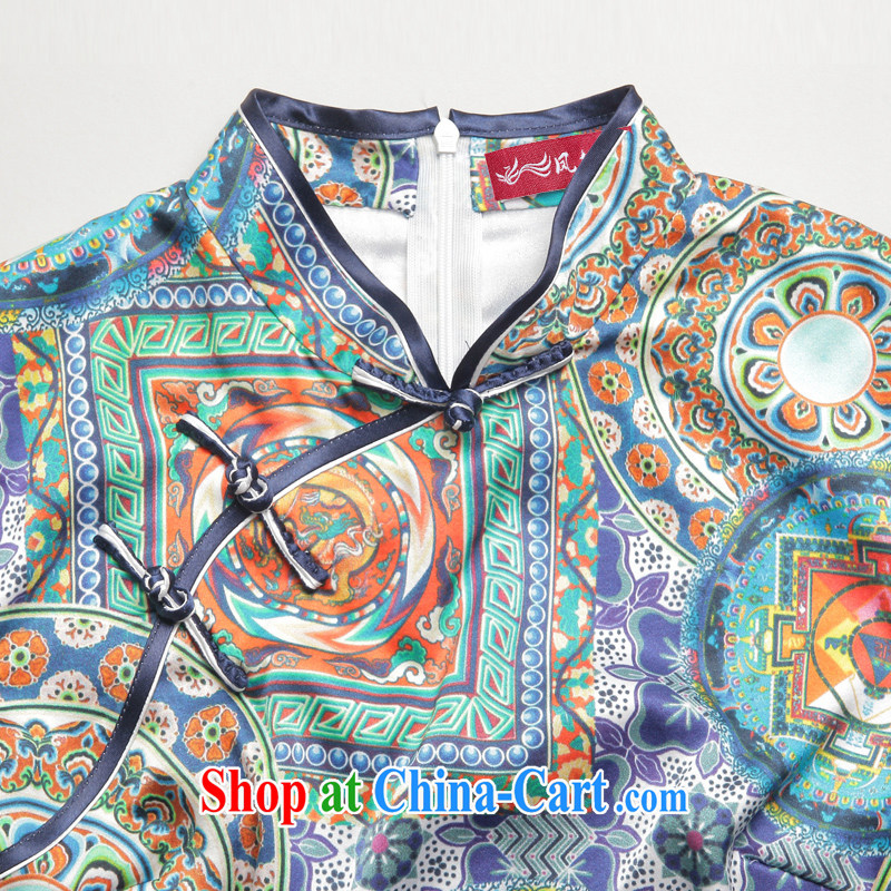 Bong-amphibious Ori-style summer 2015 New Silk Cheongsam Ethnic Wind and stylish beauty and elegant sauna Silk Cheongsam dress DQ 1566 XXL suit, Bong-amphibious and, shopping on the Internet