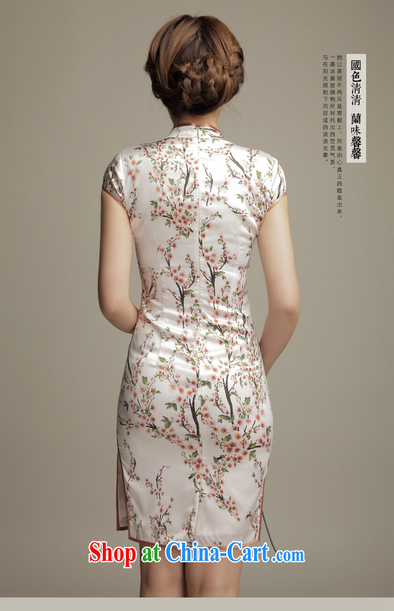 Bong-amphibious Ori-flowers 2015 summer Silk Cheongsam elegant beauty retro sauna silk short sleeve cheongsam dress DQ 1573 fancy XXL pictures, price, brand platters! Elections are good character, the national distribution, so why buy now enjoy more preferential! Health