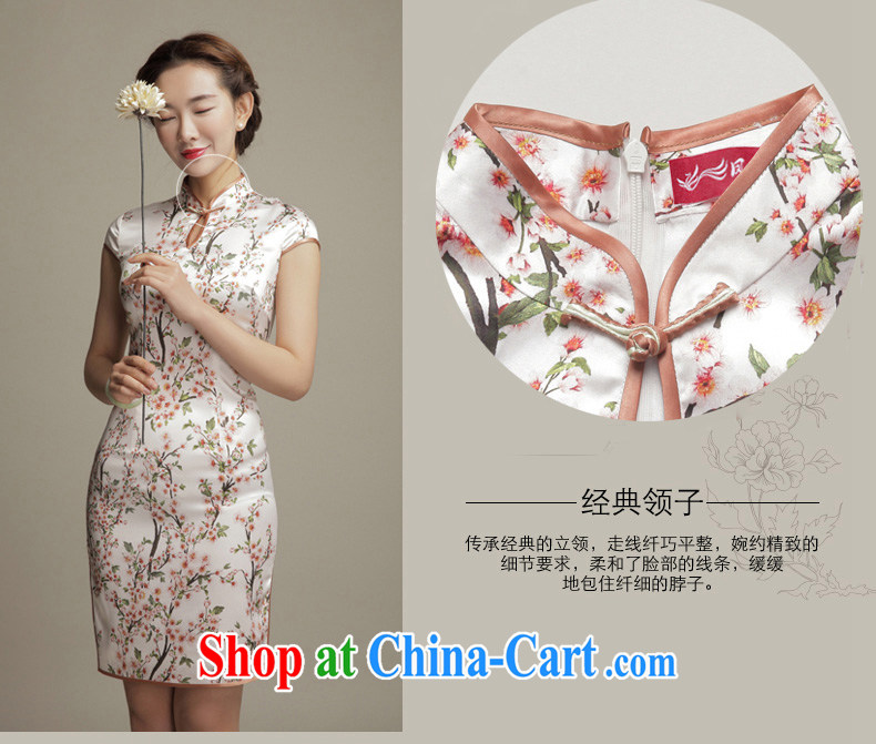 Bong-amphibious Ori-flowers 2015 summer Silk Cheongsam elegant beauty retro sauna silk short sleeve cheongsam dress DQ 1573 fancy XXL pictures, price, brand platters! Elections are good character, the national distribution, so why buy now enjoy more preferential! Health