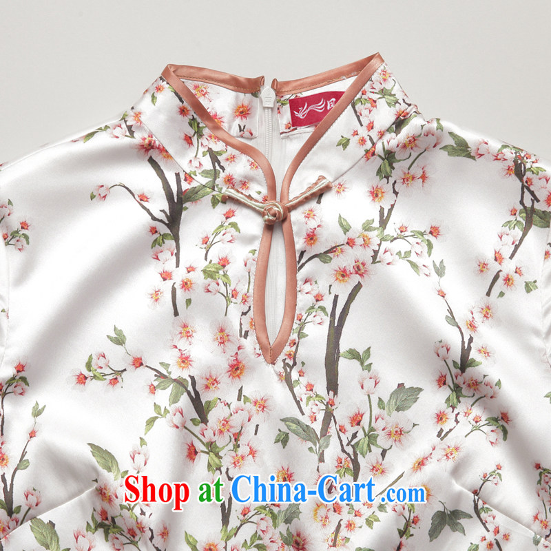 Bong-amphibious Ori-flowers 2015 summer Silk Cheongsam elegant beauty retro sauna silk short sleeve cheongsam dress DQ 1573 XXL suit, Bong-amphibious and, shopping on the Internet