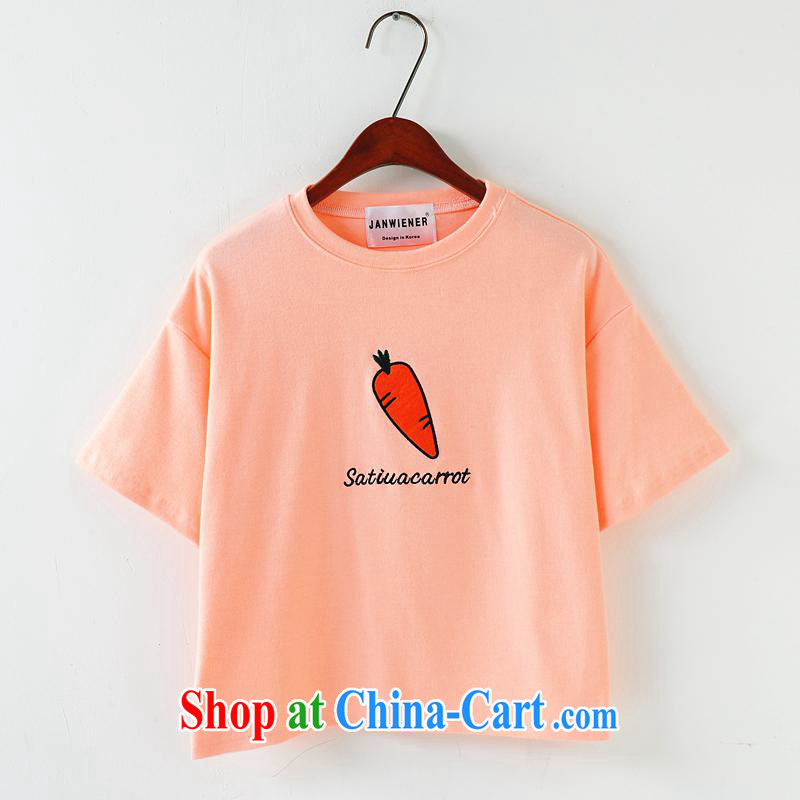 Ya-ting store summer 2015 new female Korean short-sleeved round-collar and cotton embroidery fruit series in English letters T shirts pink are code pictures, price, brand platters! Elections are good character, the national distribution, so why buy now enjoy more preferential! Health