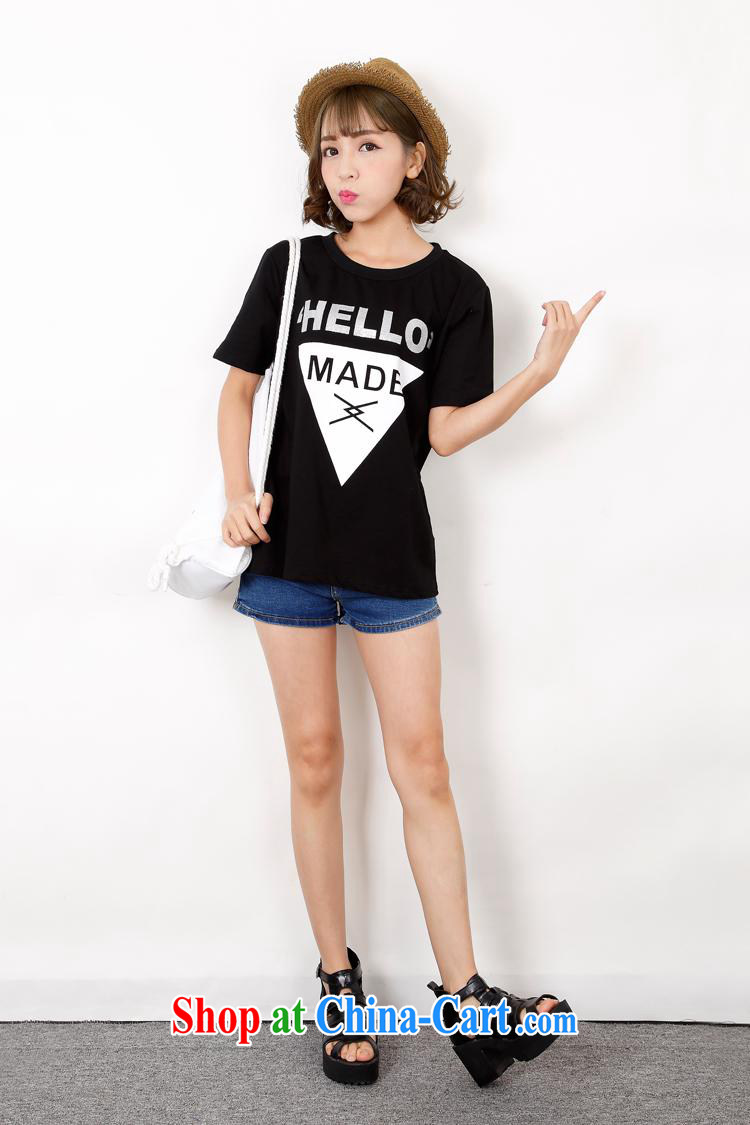 Ya-ting store 2015 spring and summer new female students pure cotton relaxed casual T-shirt black round-collar short-sleeve spring T-shirt solid black T-shirt are code pictures, price, brand platters! Elections are good character, the national distribution, so why buy now enjoy more preferential! Health
