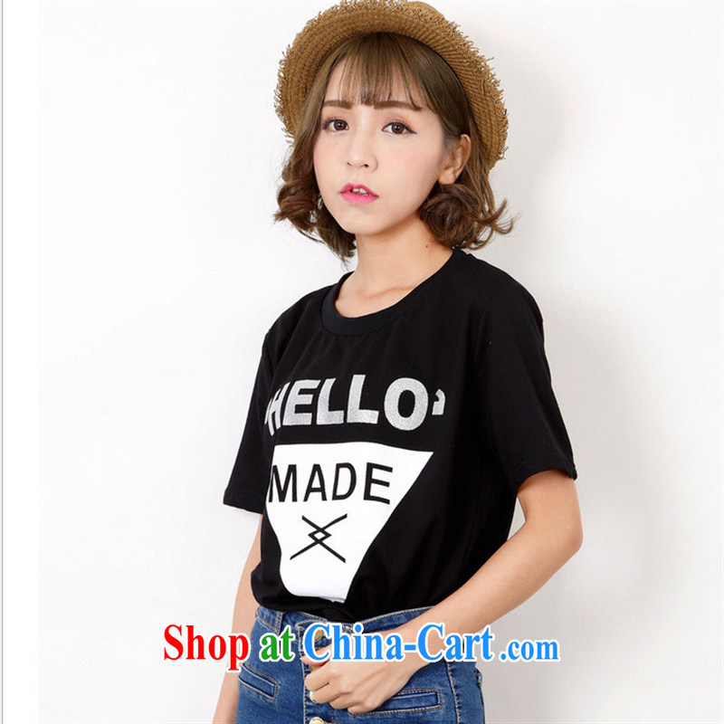 Ya-ting store 2015 spring and summer new female students cotton relaxed casual T-shirt black round-collar short-sleeve spring loaded solid T-shirt T-shirt, black, blue rain bow, and, on-line shopping