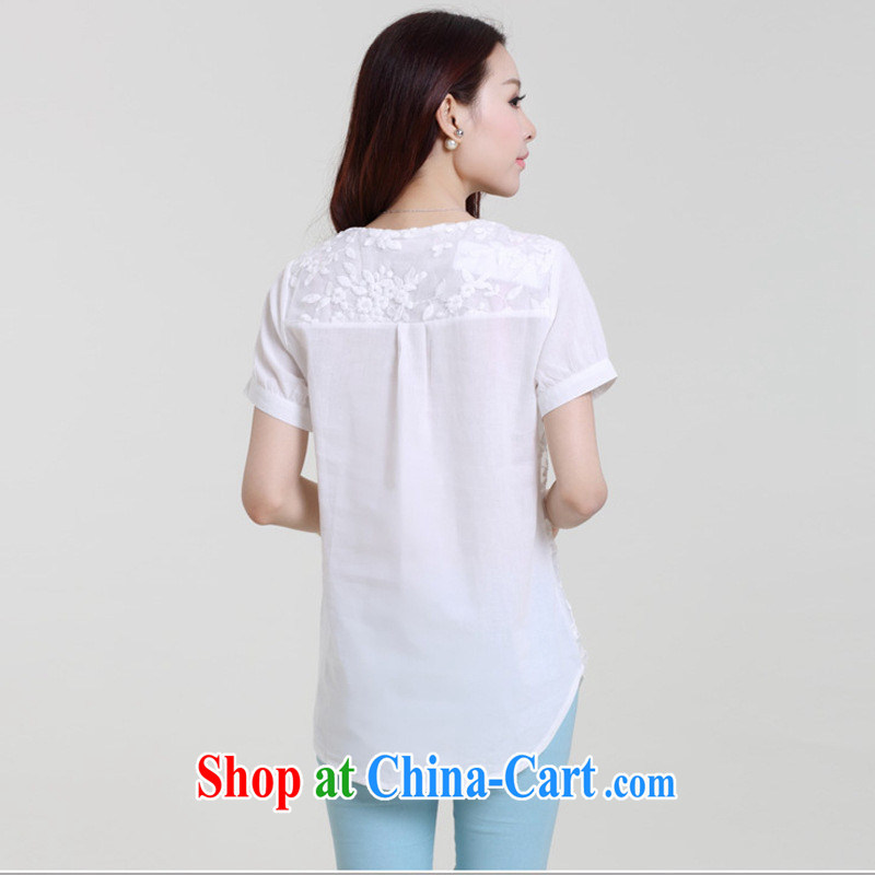 hamilton 2015 summer new European site embroidered stitching the code loose short-sleeved T-shirt girls cotton Ma T-shirt white 2XL, blue rain bow, and shopping on the Internet