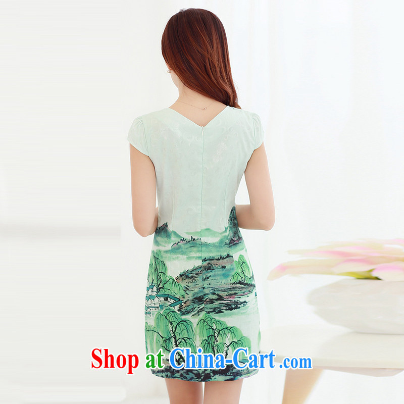 Miss Elsie LEUNG, Catherine's 2015 summer new female beauty graphics thin fine improved Tang on China wind classical painting daily cheongsam dress XXL rivers, Emily poetry Lin, shopping on the Internet