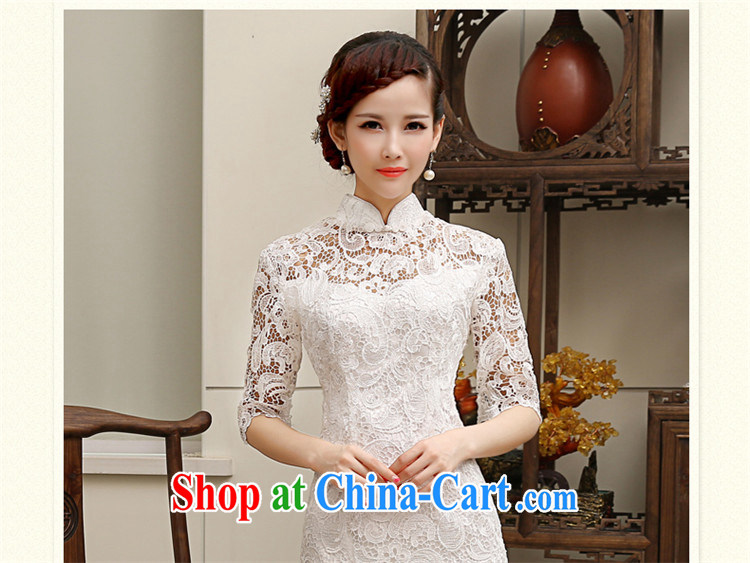 Tslyzm water-soluble lace improved cheongsam dress white beauty graphics thin dresses 2015 spring and summer new in short sleeves, L pictures, price, brand platters! Elections are good character, the national distribution, so why buy now enjoy more preferential! Health