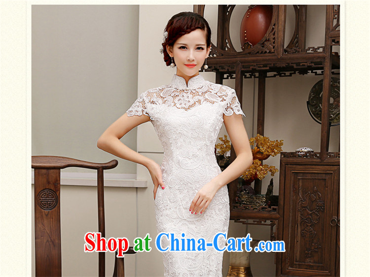 Tslyzm water-soluble lace improved cheongsam dress white beauty graphics thin dresses 2015 spring and summer new in short sleeves, L pictures, price, brand platters! Elections are good character, the national distribution, so why buy now enjoy more preferential! Health