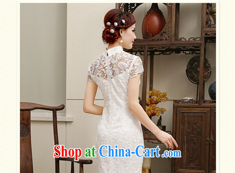 Tslyzm water-soluble lace improved cheongsam dress white beauty graphics thin dresses 2015 spring and summer new in short sleeves, L pictures, price, brand platters! Elections are good character, the national distribution, so why buy now enjoy more preferential! Health