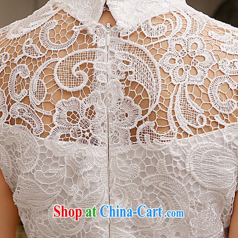 Tslyzm water-soluble lace improved cheongsam dress white beauty graphics thin dresses 2015 spring and summer new cuff in short, L Tslyzm, shopping on the Internet