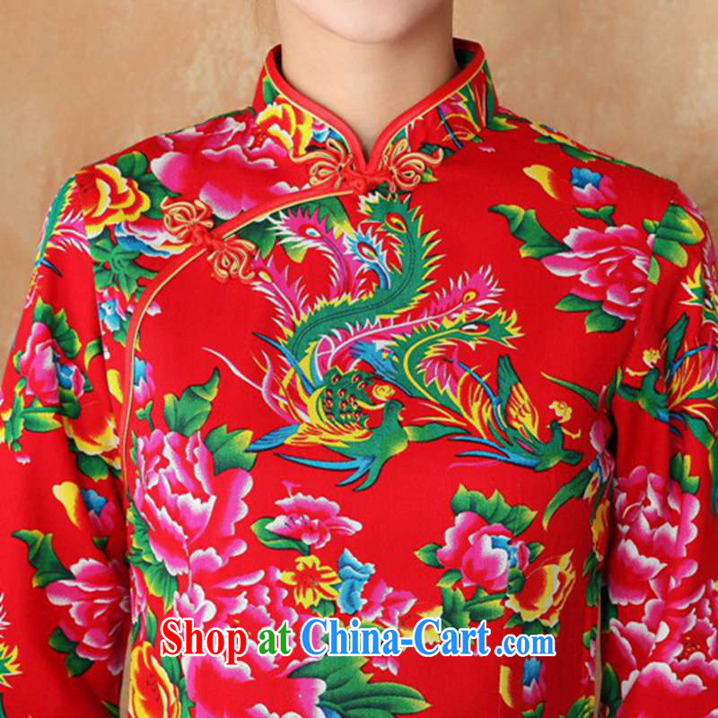 According to fuser new female retro ethnic wind improved Chinese qipao, for a tight stamp 7 cuff Tang on T-shirt WNS/2362 # 1 #3 XL, fuser, and shopping on the Internet