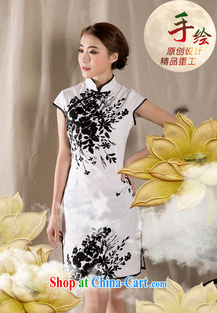 Romeo 2015 summer new stylish retro cheongsam dress China wind stamp dresses Z 1225 white XXL pictures, price, brand platters! Elections are good character, the national distribution, so why buy now enjoy more preferential! Health
