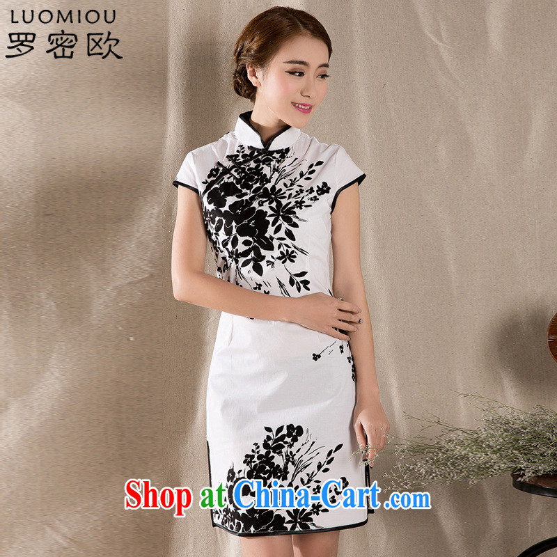 Romeo 2015 summer new stylish retro cheongsam dress China wind stamp dresses Z 1225 white XXL, Romeo, shopping on the Internet