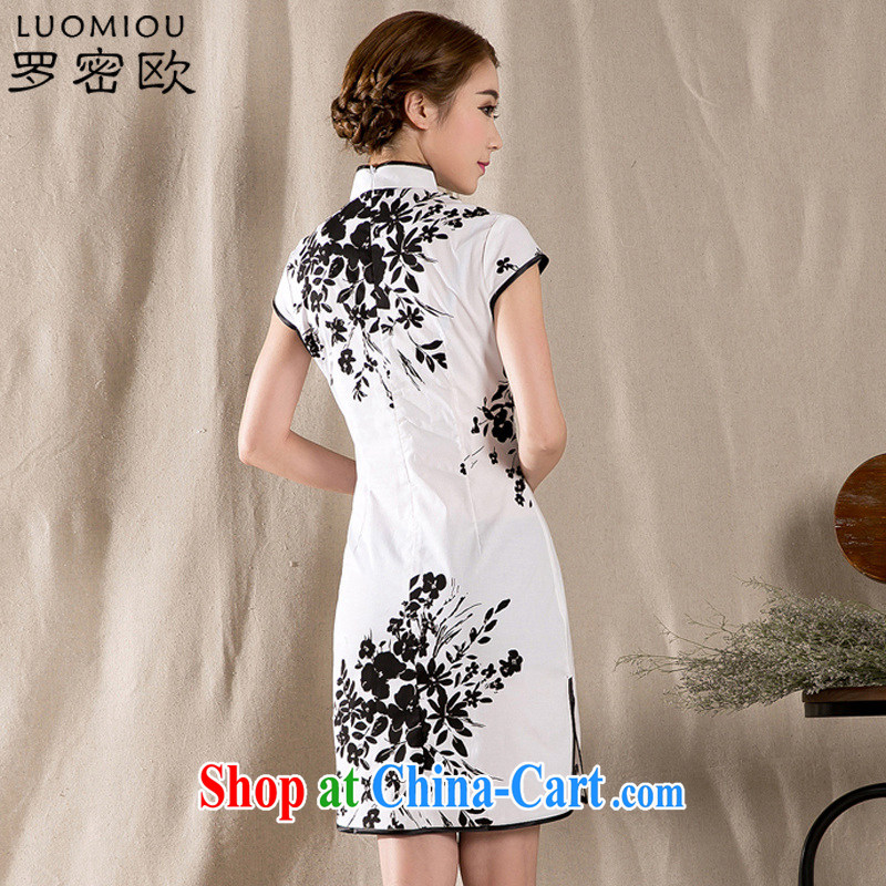 Romeo 2015 summer new stylish retro cheongsam dress China wind stamp dresses Z 1225 white XXL, Romeo, shopping on the Internet