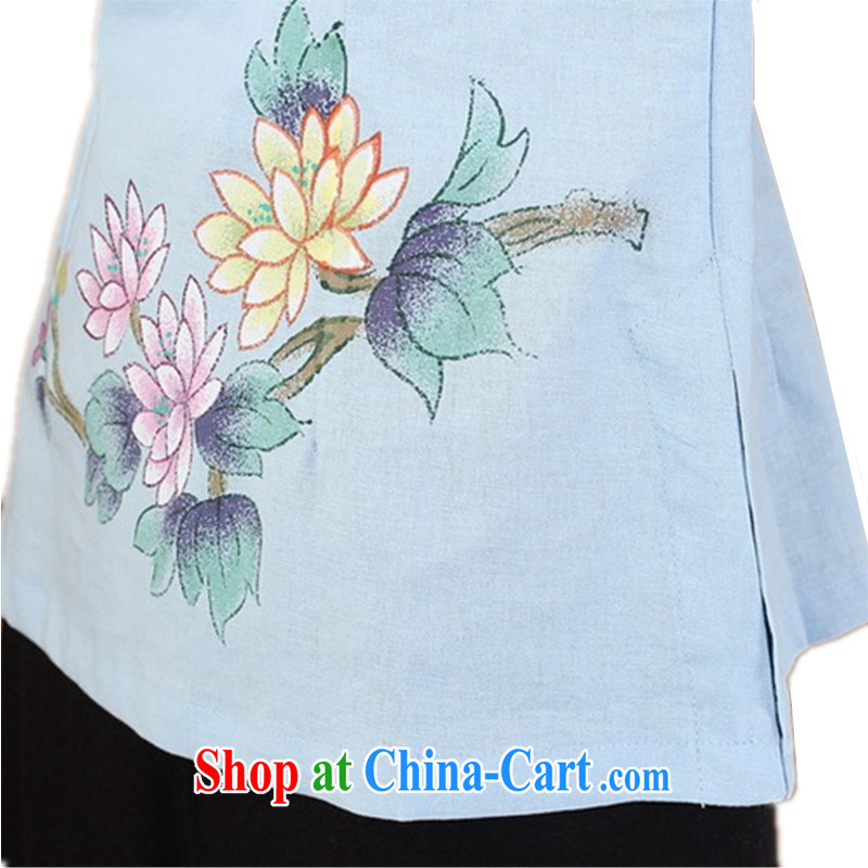 According to fuser new female Chinese improved Chinese Han-hand-painted cotton the large number 7 cuff Chinese T-shirt WNS/2380 #3 - 3 purple 3 XL, fuser, and shopping on the Internet