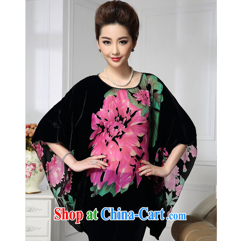 Forest narcissus 2015 spring loaded on a new bat sleeves wide sleeves staple Pearl Tang on mother load cheongsam silk stitching sauna Silk Velvet jacket HGL - 490 photo color XXXXL, forest narcissus (SenLinShuiXian), shopping on the Internet