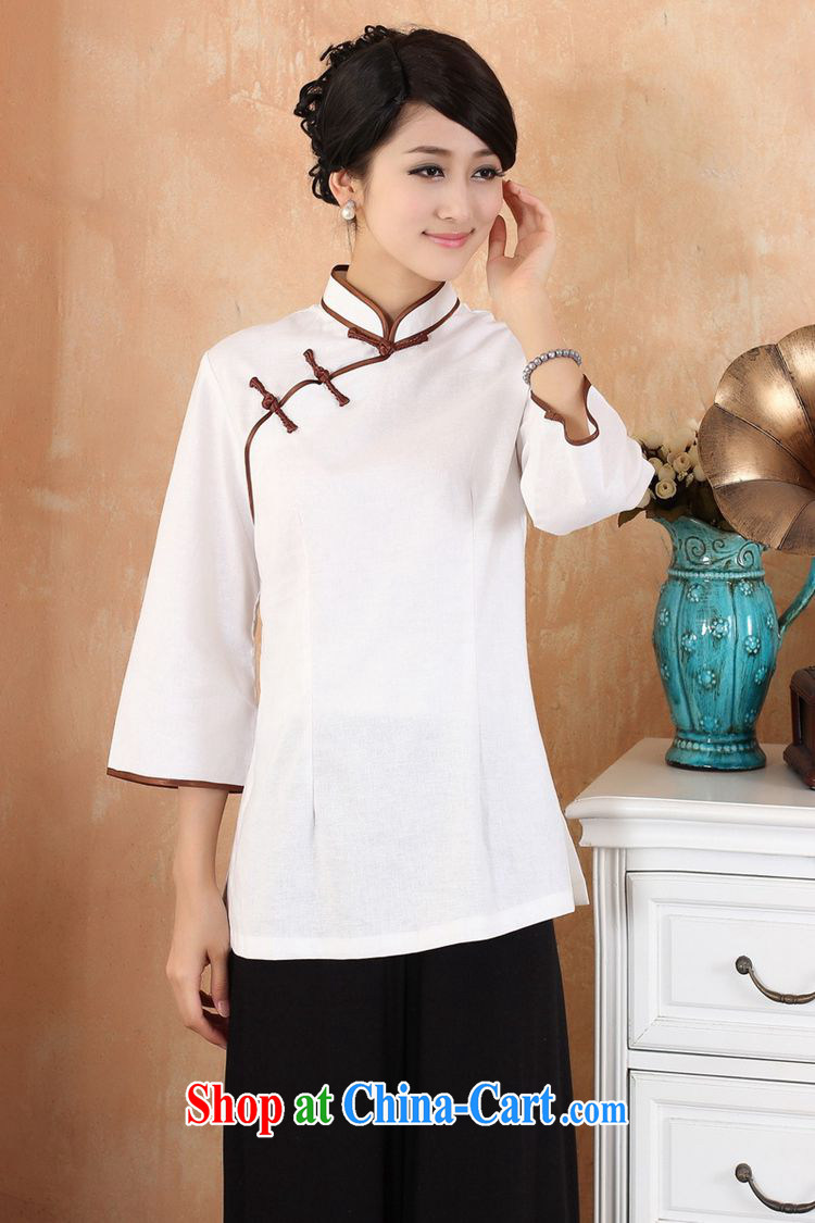 According to fuser new Chinese female improved Chinese Han-collar, classic tray snaps cultivating 7 cuff hand-painted Chinese shirt WNS/2382 #2 white 3XL pictures, price, brand platters! Elections are good character, the national distribution, so why buy now enjoy more preferential! Health