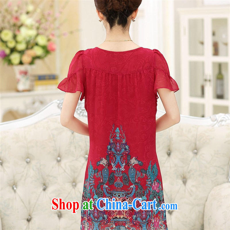 2015 summer new, older women with large, silk stretch Satin short-sleeved stamp snow woven dresses direct violet XXXL, health concerns (Rvie .), and, on-line shopping