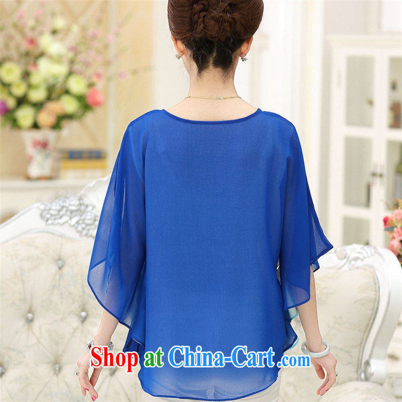 The older mothers with summer silk short-sleeved T-shirt girls large, stamp duty sauna silk bat T-shirt short-sleeved T-shirt, blue XXL, health concerns (Rvie .), and, on-line shopping