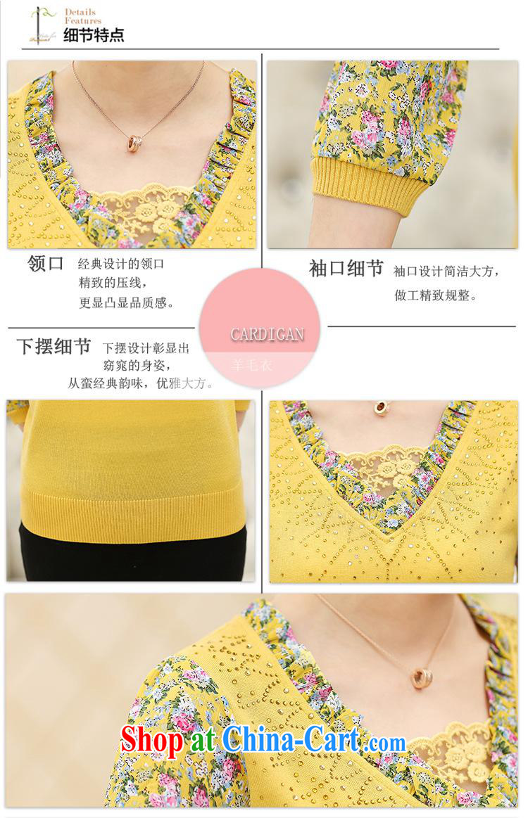 Spring 2015 new, middle-aged and older yarn cuff mother load V collar T-shirt large, loose middle-aged ladies solid yellow T-shirt 115 XL pictures, price, brand platters! Elections are good character, the national distribution, so why buy now enjoy more preferential! Health