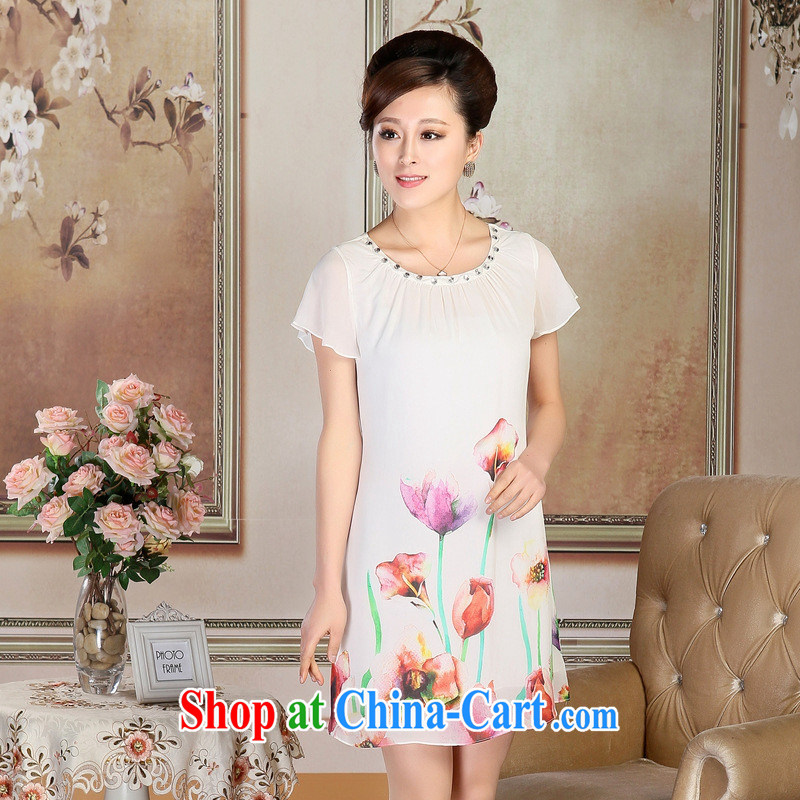 New, Old, boutique summer mom with silk dresses round-collar short-sleeved Silk Dresses wholesale egg yolk XXXL, health concerns (Rvie), and, on-line shopping