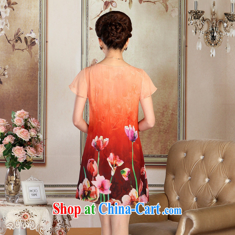 New, Old, boutique summer mom with silk dresses round-collar short-sleeved Silk Dresses wholesale egg yolk XXXL, health concerns (Rvie), and, on-line shopping