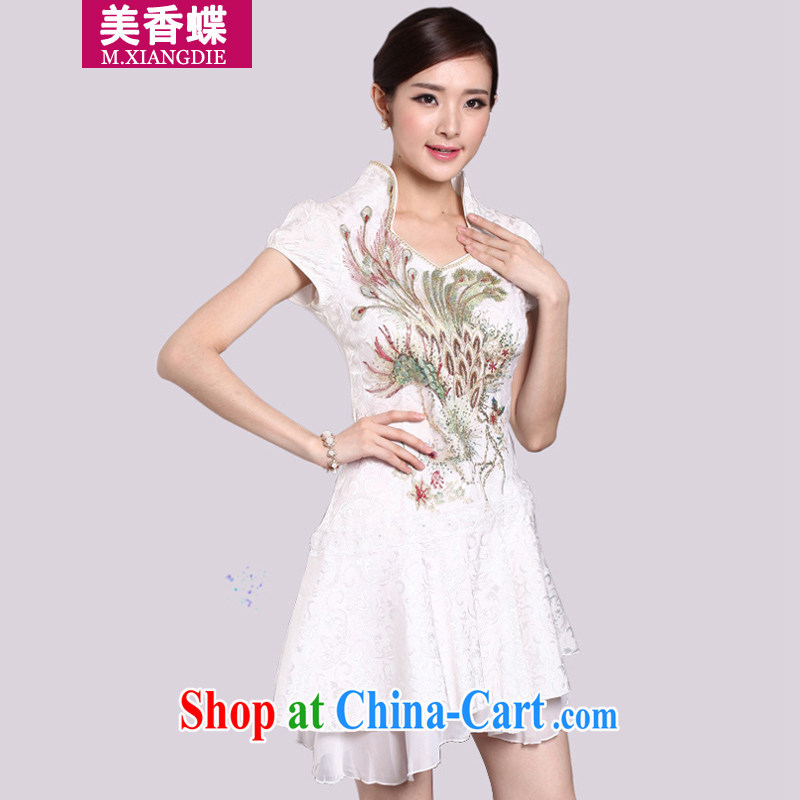 US-Hong Kong butterfly summer 2015 new female fashion improved retro beauty graphics thin everyday dresses short skirt dress, Golden Phoenix XL, Mi-hyang Butterfly (MEIXIANGDIE), online shopping