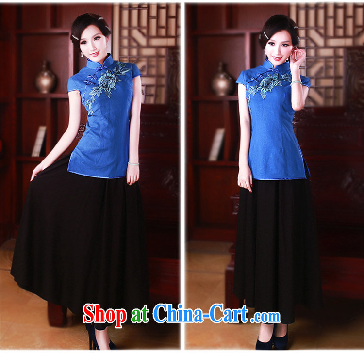 ruyi, 2015 New Tang women Summer winds of cotton the classical short-sleeved, short T-shirt 5028 blue XL pictures, price, brand platters! Elections are good character, the national distribution, so why buy now enjoy more preferential! Health