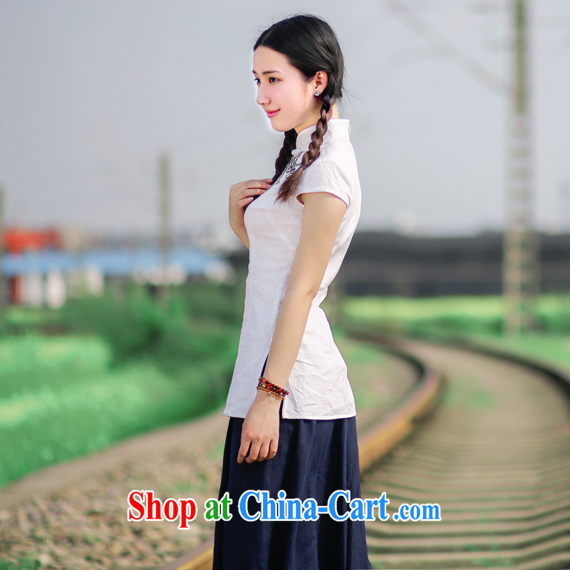 Wind sporting goods, Ms. T-shirt summer improved stylish Chinese style Chinese Tang Women's clothes ethnic wind 5027 white L sporting, wind, and shopping on the Internet