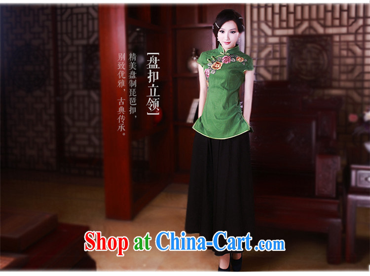 Ruyi wind spring China wind cotton the improved Chinese T-shirt retro ethnic wind outfit on women 5025 green XL pictures, price, brand platters! Elections are good character, the national distribution, so why buy now enjoy more preferential! Health